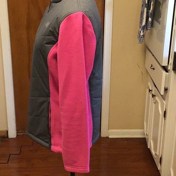 NWOT New Balance Pink Fleece and Gray Polyester Jacket  #warmandcozy - Picture 3 of 5
